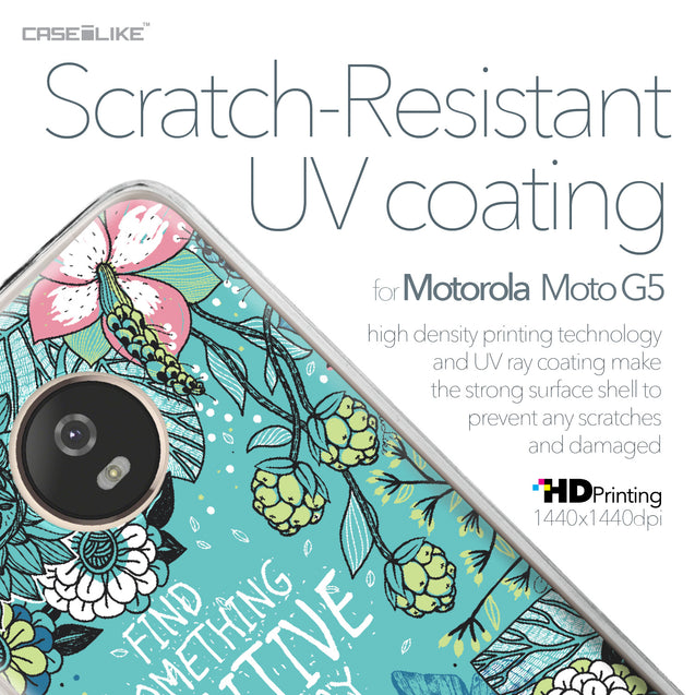Motorola Moto G5 case Blooming Flowers Turquoise 2249 with UV-Coating Scratch-Resistant Case | CASEiLIKE.com