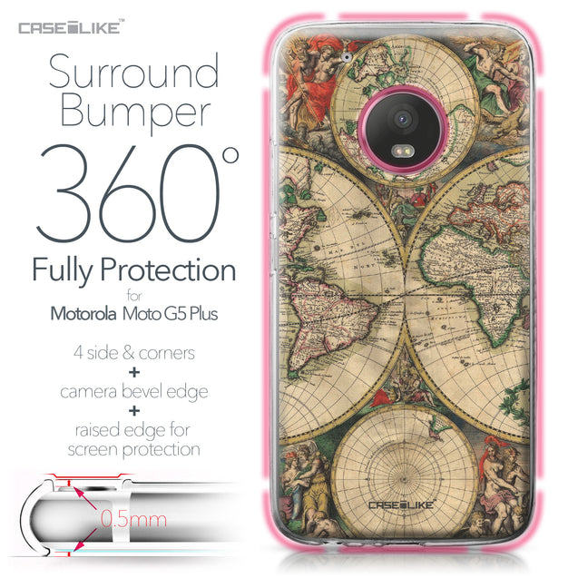 Motorola Moto G5 Plus case World Map Vintage 4607 Bumper Case Protection | CASEiLIKE.com