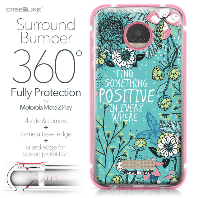 Motorola Moto Z Play case Blooming Flowers Turquoise 2249 Bumper Case Protection | CASEiLIKE.com