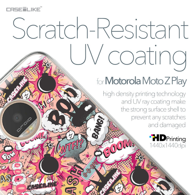 Motorola Moto Z Play case Comic Captions Pink 2912 with UV-Coating Scratch-Resistant Case | CASEiLIKE.com
