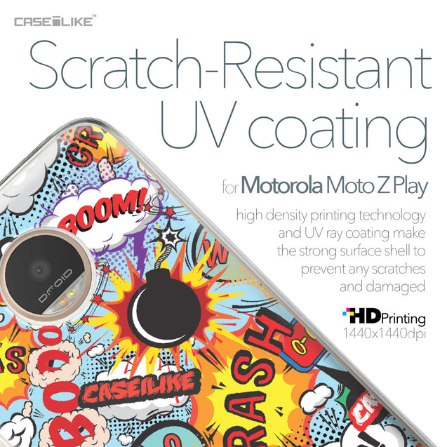 Motorola Moto Z Play case Comic Captions Blue 2913 with UV-Coating Scratch-Resistant Case | CASEiLIKE.com