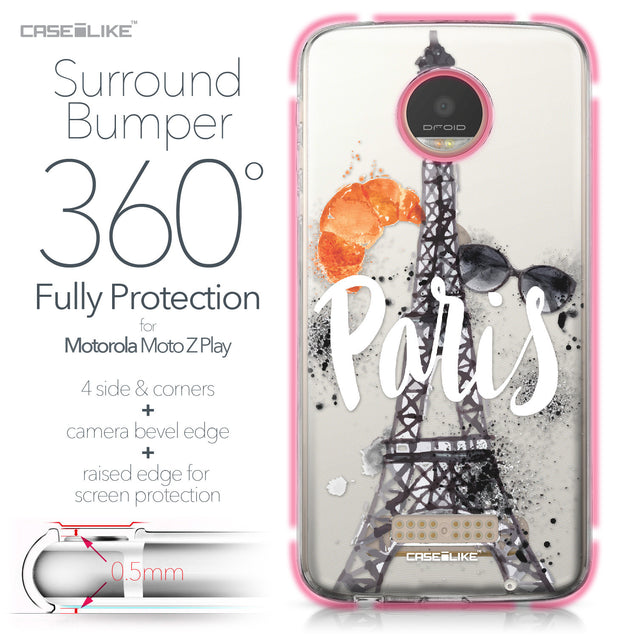 Motorola Moto Z Play case Paris Holiday 3908 Bumper Case Protection | CASEiLIKE.com