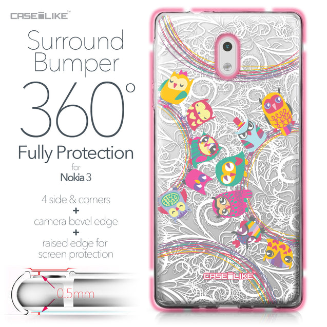Nokia 3 case Owl Graphic Design 3316 Bumper Case Protection | CASEiLIKE.com