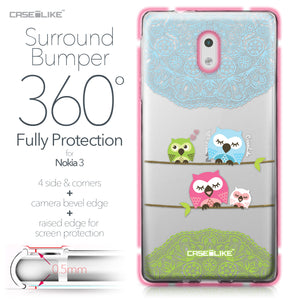 Nokia 3 case Owl Graphic Design 3318 Bumper Case Protection | CASEiLIKE.com