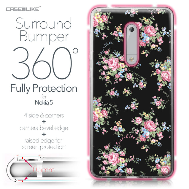 Nokia 5 case Floral Rose Classic 2261 Bumper Case Protection | CASEiLIKE.com