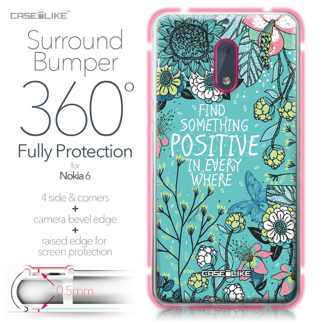 Nokia 6 case Blooming Flowers Turquoise 2249 Bumper Case Protection | CASEiLIKE.com