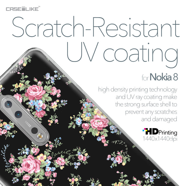 Nokia 8 case Floral Rose Classic 2261 with UV-Coating Scratch-Resistant Case | CASEiLIKE.com