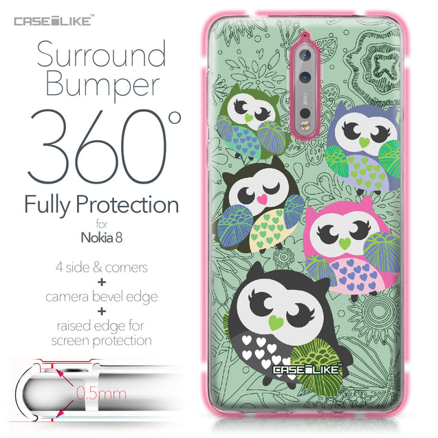 Nokia 8 case Owl Graphic Design 3313 Bumper Case Protection | CASEiLIKE.com