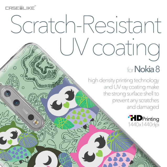 Nokia 8 case Owl Graphic Design 3313 with UV-Coating Scratch-Resistant Case | CASEiLIKE.com