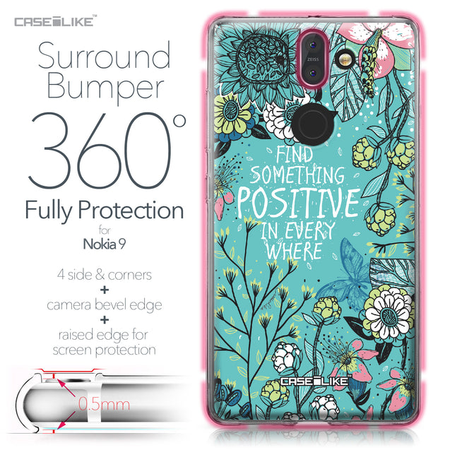 Nokia 9 case Blooming Flowers Turquoise 2249 Bumper Case Protection | CASEiLIKE.com
