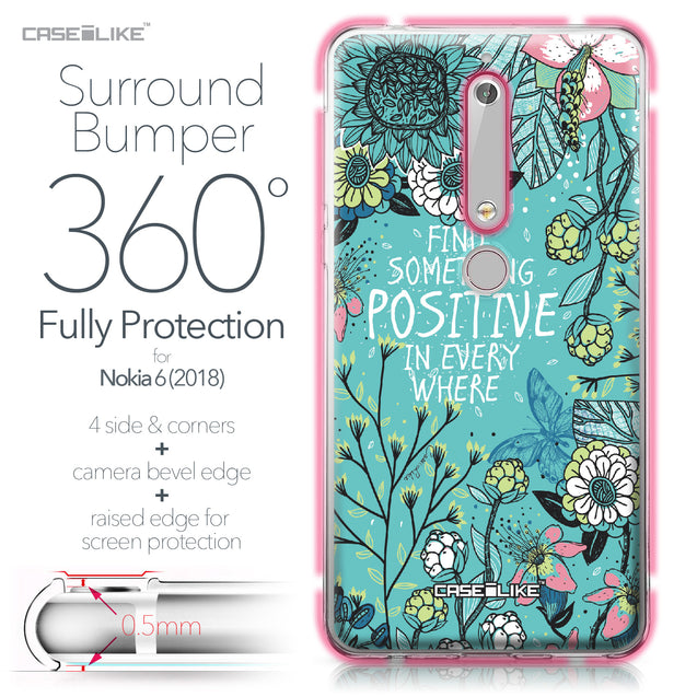 Nokia 6 (2018) case Blooming Flowers Turquoise 2249 Bumper Case Protection | CASEiLIKE.com