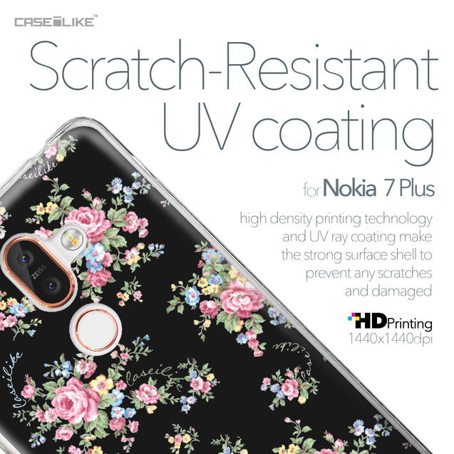 Nokia 7 Plus case Floral Rose Classic 2261 with UV-Coating Scratch-Resistant Case | CASEiLIKE.com