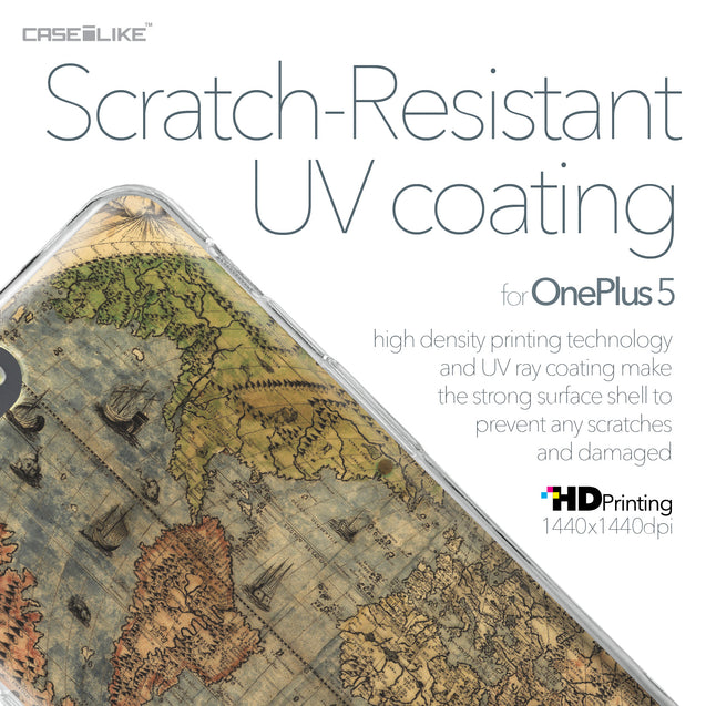 OnePlus 5 case World Map Vintage 4608 with UV-Coating Scratch-Resistant Case | CASEiLIKE.com