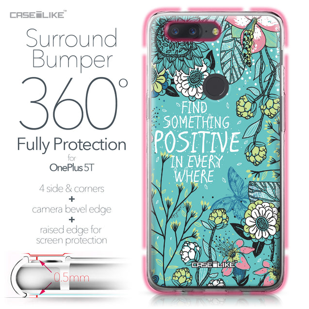 OnePlus 5T case Blooming Flowers Turquoise 2249 Bumper Case Protection | CASEiLIKE.com