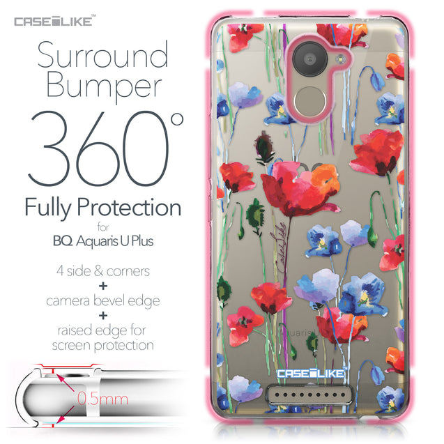 BQ Aquaris U Plus case Watercolor Floral 2234 Bumper Case Protection | CASEiLIKE.com