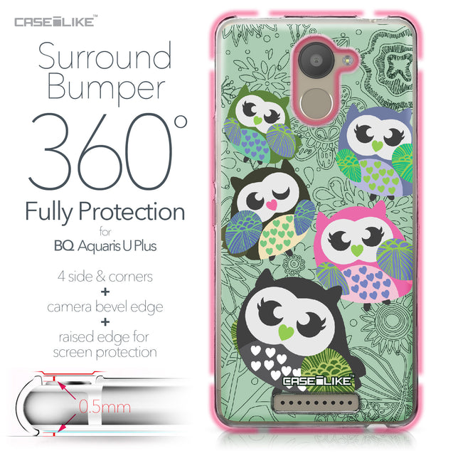 BQ Aquaris U Plus case Owl Graphic Design 3313 Bumper Case Protection | CASEiLIKE.com
