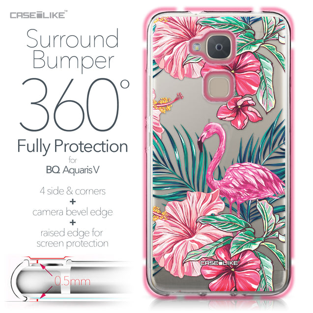 BQ Aquaris V case Tropical Flamingo 2239 Bumper Case Protection | CASEiLIKE.com