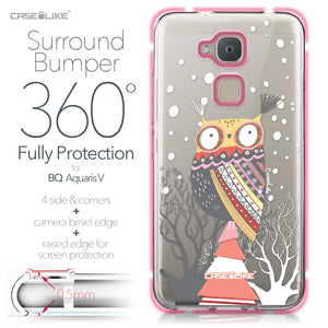 BQ Aquaris V case Owl Graphic Design 3317 Bumper Case Protection | CASEiLIKE.com