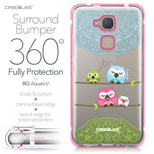 BQ Aquaris V case Owl Graphic Design 3318 Bumper Case Protection | CASEiLIKE.com