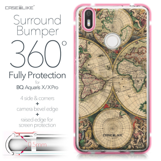 BQ Aquaris X / X Pro case World Map Vintage 4607 Bumper Case Protection | CASEiLIKE.com