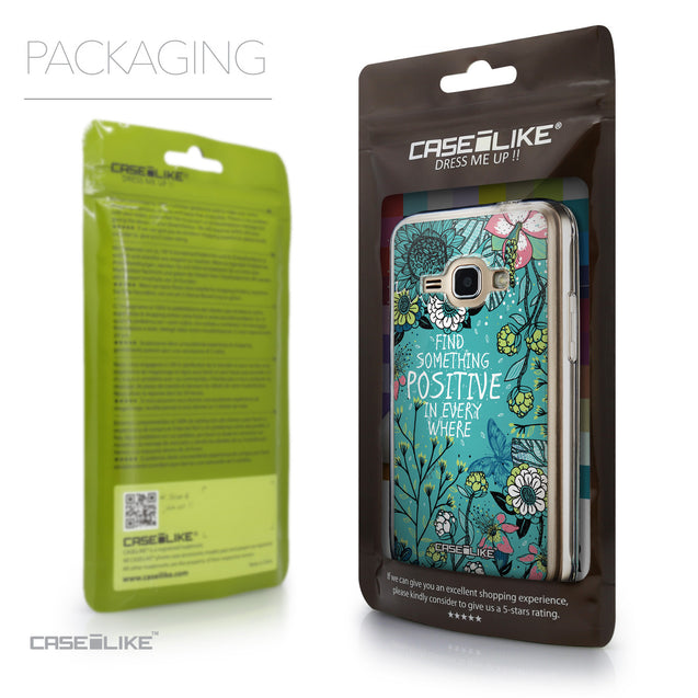 Packaging - CASEiLIKE Samsung Galaxy J1 (2016) back cover Blooming Flowers Turquoise 2249