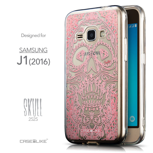 Front & Side View - CASEiLIKE Samsung Galaxy J1 (2016) back cover Art of Skull 2525