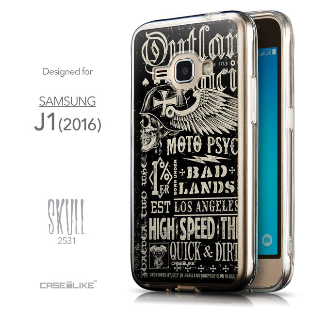 Front & Side View - CASEiLIKE Samsung Galaxy J1 (2016) back cover Art of Skull 2531