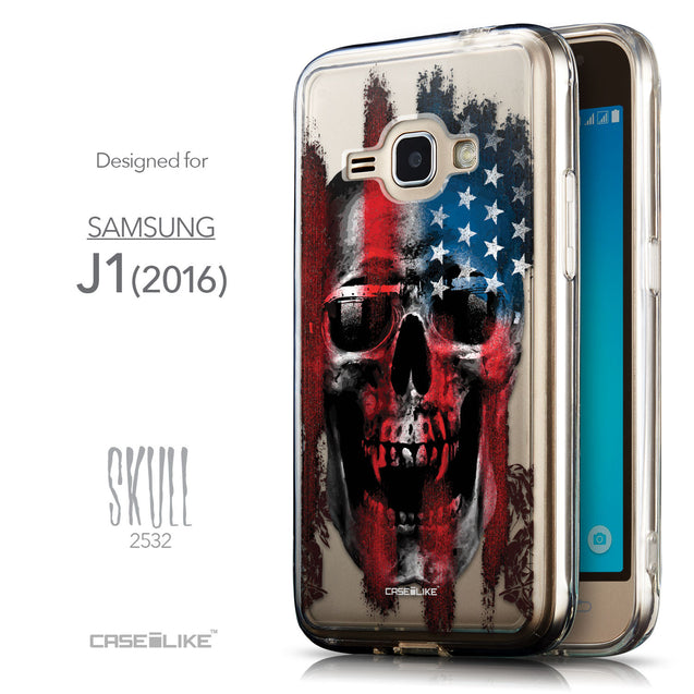 Front & Side View - CASEiLIKE Samsung Galaxy J1 (2016) back cover Art of Skull 2532