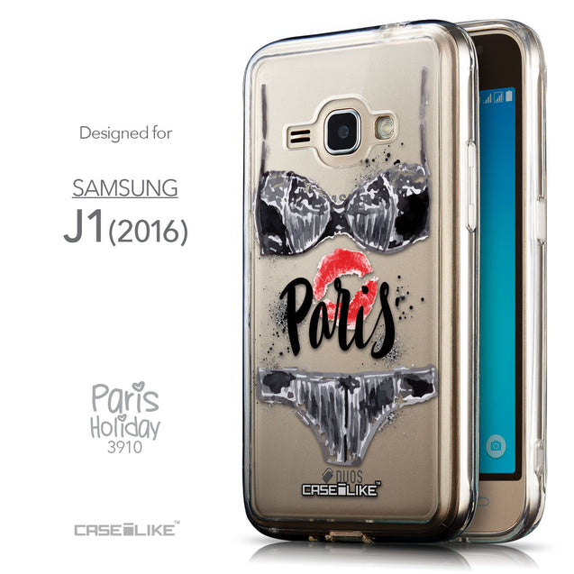 Front & Side View - CASEiLIKE Samsung Galaxy J1 (2016) back cover Paris Holiday 3910