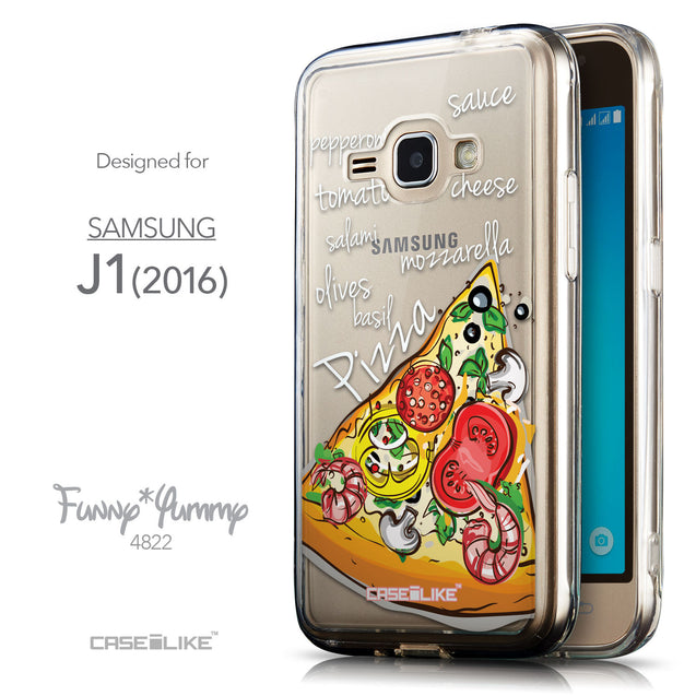 Front & Side View - CASEiLIKE Samsung Galaxy J1 (2016) back cover Pizza 4822