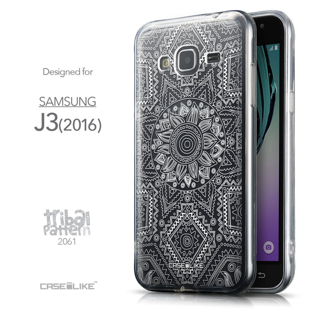 Front & Side View - CASEiLIKE Samsung Galaxy J3 (2016) back cover Indian Line Art 2061