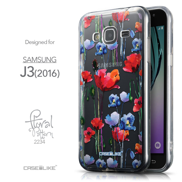 Front & Side View - CASEiLIKE Samsung Galaxy J3 (2016) back cover Indian Line Art 2061