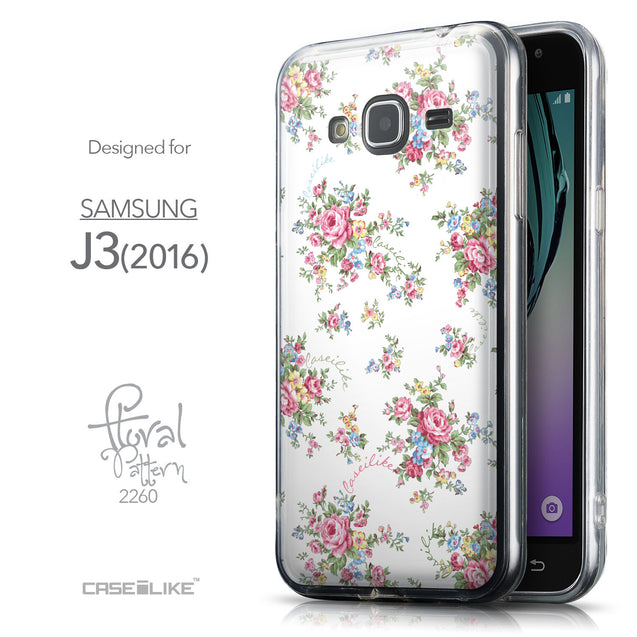 Front & Side View - CASEiLIKE Samsung Galaxy J3 (2016) back cover Floral Rose Classic 2260