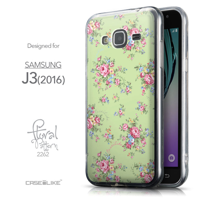 Front & Side View - CASEiLIKE Samsung Galaxy J3 (2016) back cover Floral Rose Classic 2262