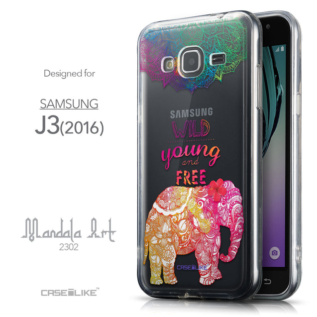 Front & Side View - CASEiLIKE Samsung Galaxy J3 (2016) back cover Mandala Art 2302