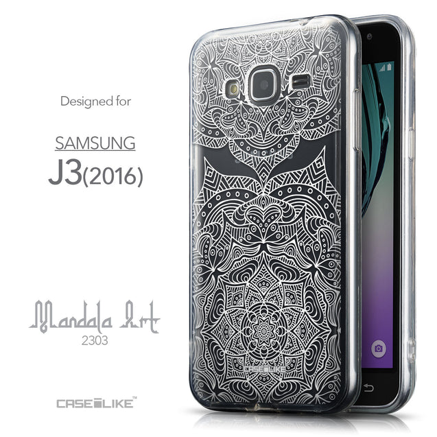 Front & Side View - CASEiLIKE Samsung Galaxy J3 (2016) back cover Mandala Art 2303