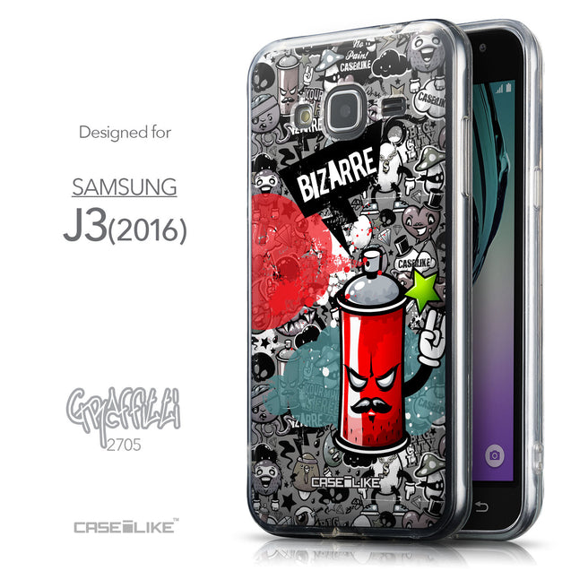 Front & Side View - CASEiLIKE Samsung Galaxy J3 (2016) back cover Graffiti 2705