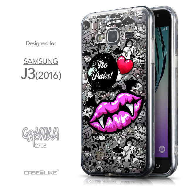 Front & Side View - CASEiLIKE Samsung Galaxy J3 (2016) back cover Graffiti 2708