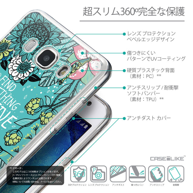 Details in Japanese - CASEiLIKE Samsung Galaxy J5 (2016) back cover Blooming Flowers Turquoise 2249