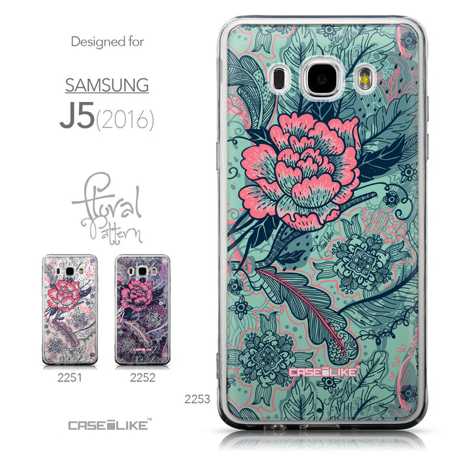 Collection - CASEiLIKE Samsung Galaxy J5 (2016) back cover Vintage Roses and Feathers Turquoise 2253