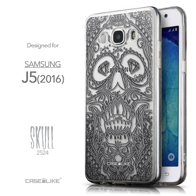 Front & Side View - CASEiLIKE Samsung Galaxy J5 (2016) back cover Art of Skull 2524