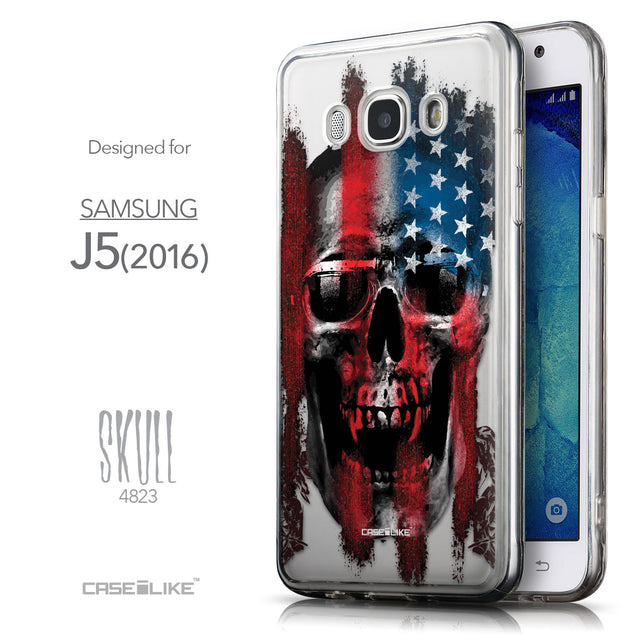 Front & Side View - CASEiLIKE Samsung Galaxy J5 (2016) back cover Art of Skull 2532