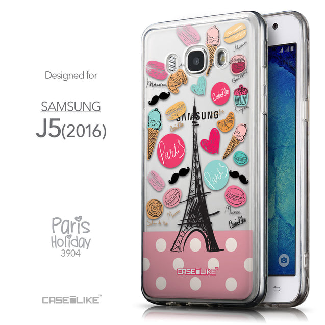 Front & Side View - CASEiLIKE Samsung Galaxy J5 (2016) back cover Paris Holiday 3904