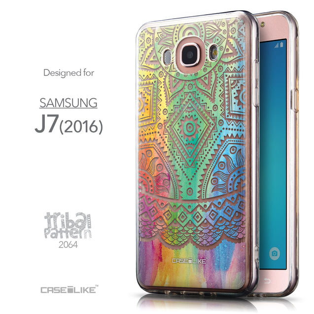 Front & Side View - CASEiLIKE Samsung Galaxy J7 (2016) back cover Indian Line Art 2064