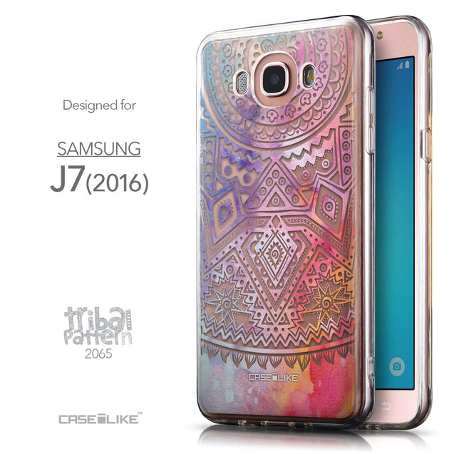 Front & Side View - CASEiLIKE Samsung Galaxy J7 (2016) back cover Indian Line Art 2065