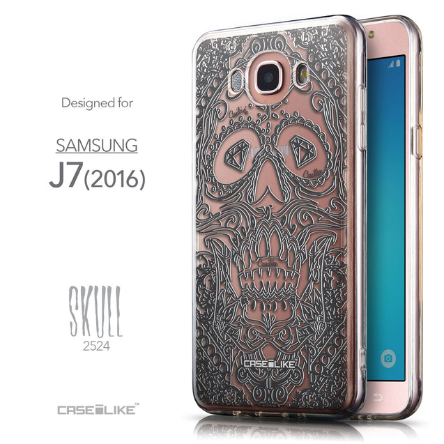 Front & Side View - CASEiLIKE Samsung Galaxy J7 (2016) back cover Art of Skull 2524