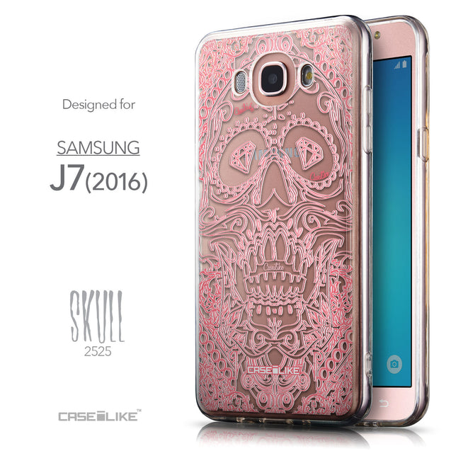 Front & Side View - CASEiLIKE Samsung Galaxy J7 (2016) back cover Art of Skull 2525