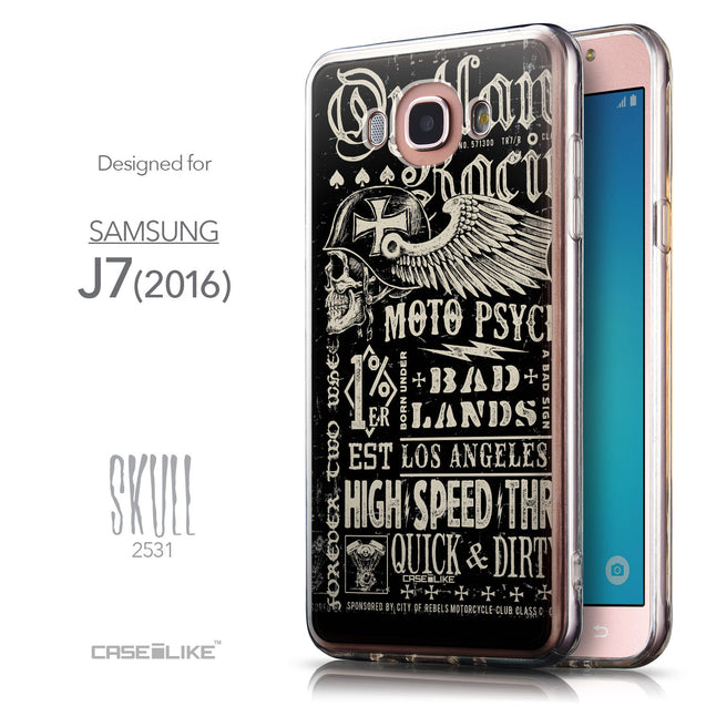 Front & Side View - CASEiLIKE Samsung Galaxy J7 (2016) back cover Art of Skull 2531