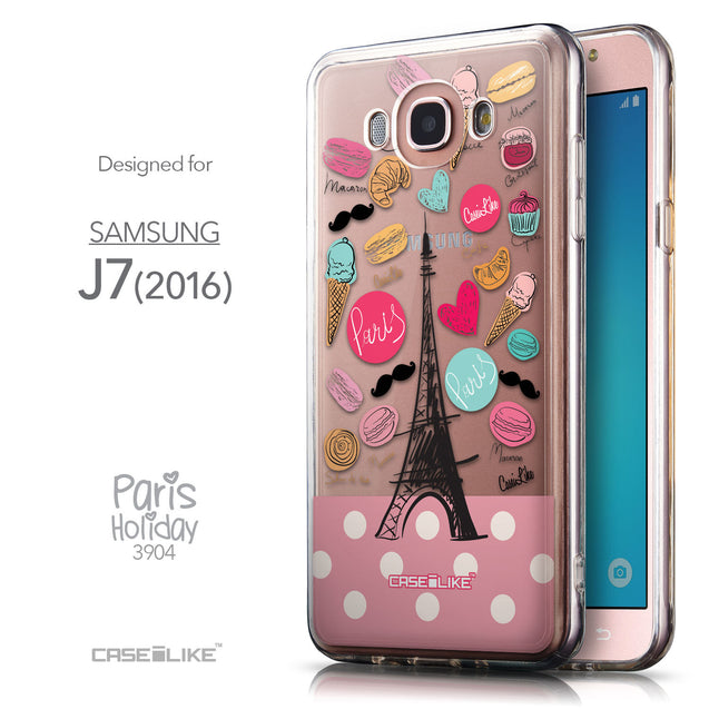 Front & Side View - CASEiLIKE Samsung Galaxy J7 (2016) back cover Paris Holiday 3904