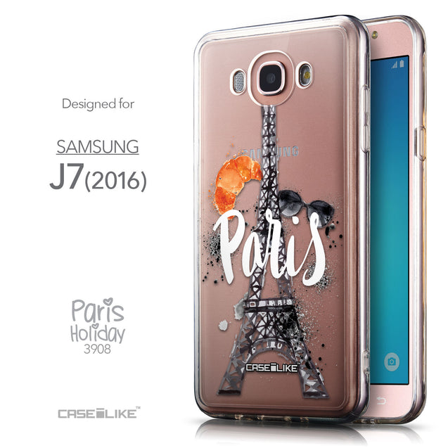 Front & Side View - CASEiLIKE Samsung Galaxy J7 (2016) back cover Paris Holiday 3908